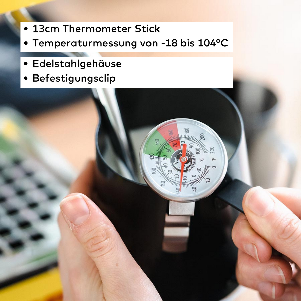 Rhino Coffee Gear Milk Steaming Thermometer mit Halteklemme