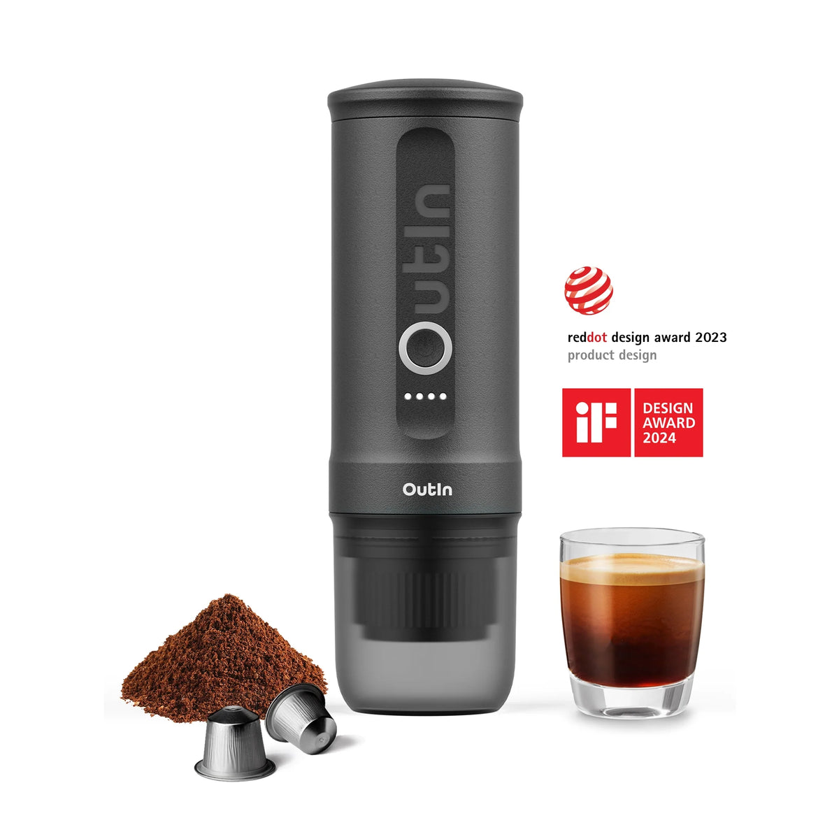 portable Espressomaschine OutIn Nano, Farbe: schwarz, product design award 2023 und 2024