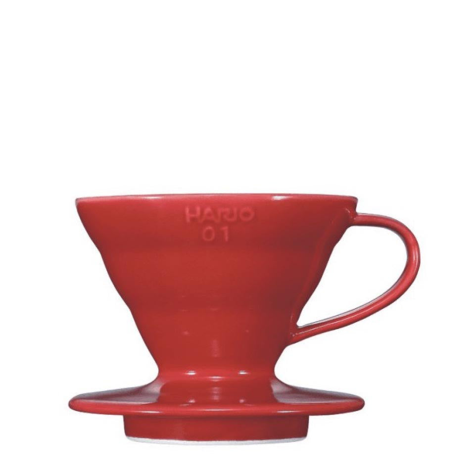 HarioV60, 01, hochwertiger Keramik Kaffeefilter Halter, Farbe: rot, 1-2 Tassen