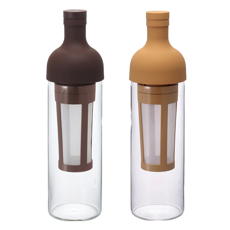 Hario Filter-In Coldbrew Bottle, hitzebeständiges Glas, Silikonverschluss, integrierter Filter, 2 Farben