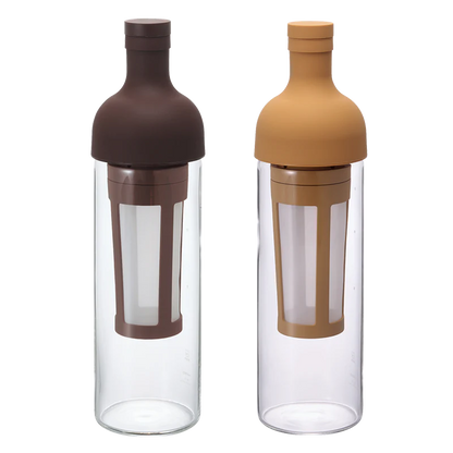 Hario Filter-In Coldbrew Bottle, hitzebeständiges Glas, Silikonverschluss, integrierter Filter, 2 Farben