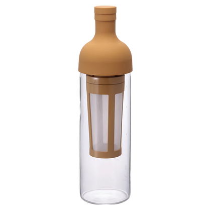 Hario Filter-In Coldbrew Bottle, hitzebeständiges Glas, Silikonverschluss, integrierter Filter, hellbraun
