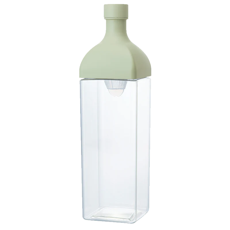 Hario Ka-Ku Bottle, Cold brew Tea Flasche, hochwertiger Kunststoff, intergrierter Filter, auslaufsicher, Farbe: smokey green, 1200ml.
