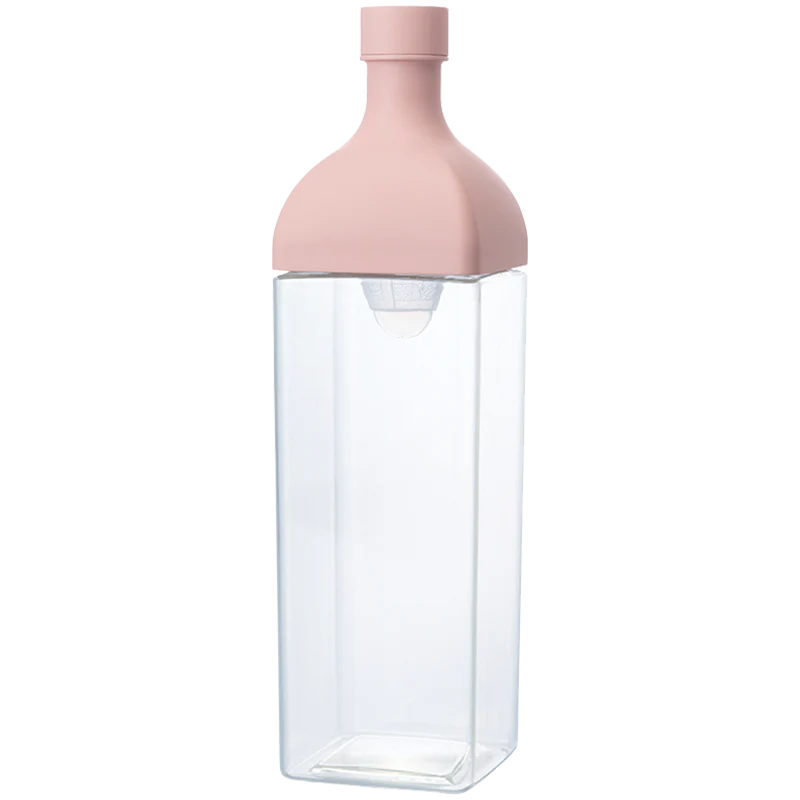 Hario Ka-Ku Bottle, Cold brew Tea Flasche, hochwertiger Kunststoff, intergrierter Filter, auslaufsicher, Farbe: smokey pink, 1200ml.