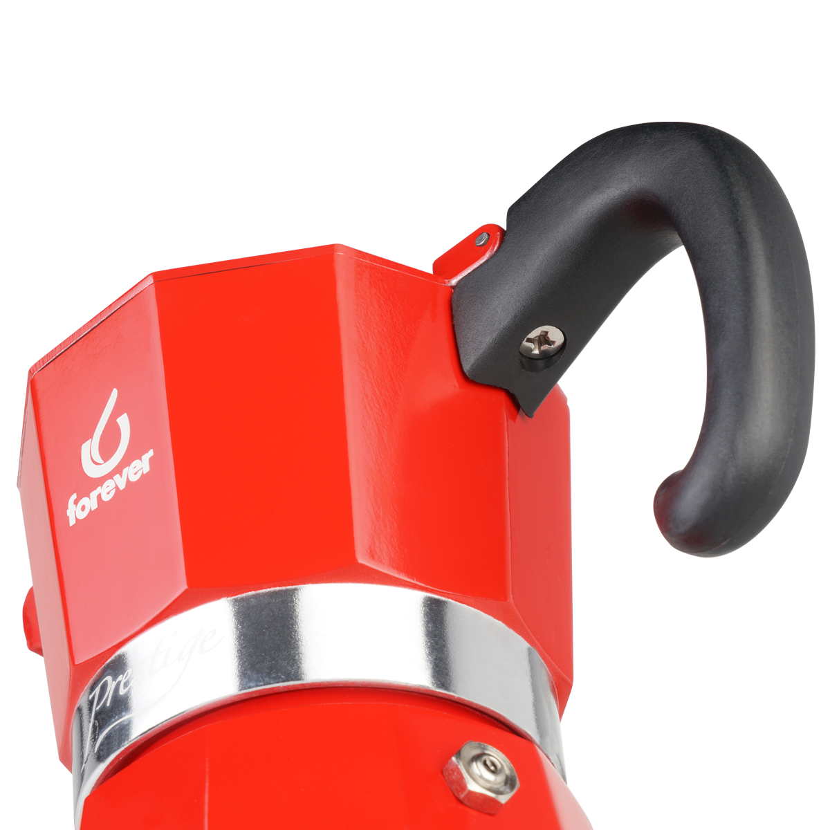 Moka Kanne von Forver, Farbe: rot, Nahaufnahme Griff