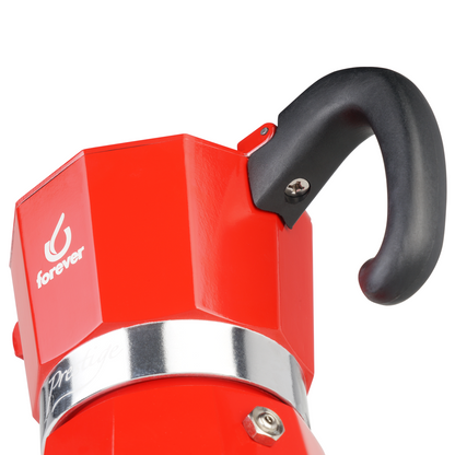 Moka Kanne von Forver, Farbe: rot, Nahaufnahme Griff