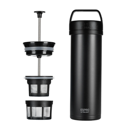 Espro French Press Becher P0, Ultralight, Farbe: schwarz, doppelter Filter