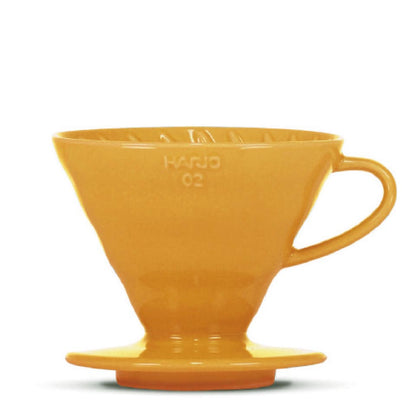 HarioV60, 02, hochwertiger Keramik Kaffeefilter Halter, Farbe: gelb, 1-4 Tassen